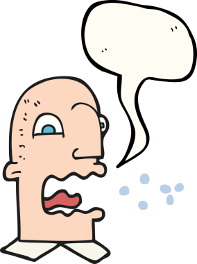 Bir insan tarafından çizilmiş serbest konuşma balonu karikatürü geğiren adam.