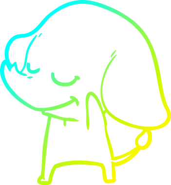 Bir insan tarafından çizilmiş gülümseyen bir filin soğuk gradyan çizimi