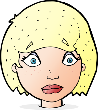 Bir insan tarafından çizilmiş endişeli kadın yüzü.