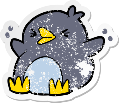 Bir insan tarafından çizilmiş karikatür pengueninin sıkıntılı çıkartması.