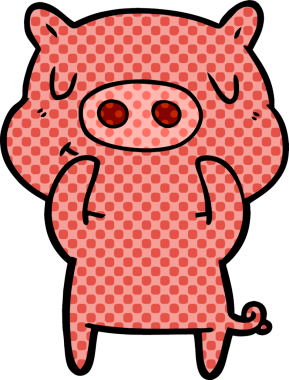 Bir insan tarafından çizilmiş çizgi film içerikli domuz.