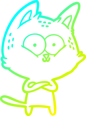 Bir insan tarafından çizilen çizgi film kedisinin soğuk gradyan çizgisi.