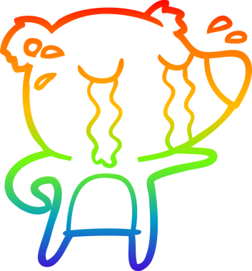 Gökkuşağı gradyan çizgi çizimi bir insan tarafından çizilmiş ağlayan ayı