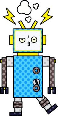 bir insan tarafından çizilmiş bir robotun çizgi roman tarzı