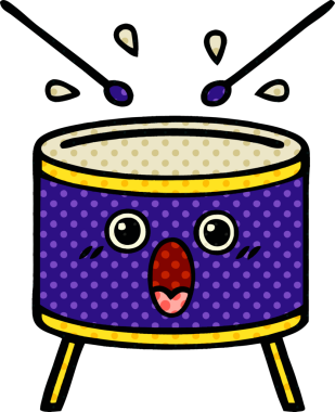 bir insan tarafından çizilmiş bir davul karikatürü.