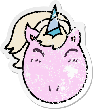 Bir insan tarafından çizilmiş tek boynuzlu atın garip bir el yazısı.