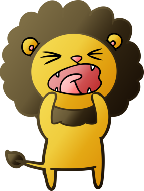 Bir insan tarafından çizilmiş çizgi film aslanı.