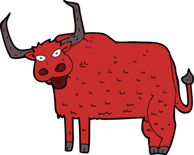 bir insan tarafından çizilmiş kıllı inek çizgi filmi