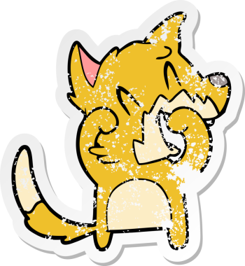 Bir insan tarafından çizilmiş gülen tilki çizgi filminin sıkıntılı çıkartması.