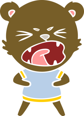 kızgın düz renkli çizgi film ayısı bir insan tarafından çizilmiş.