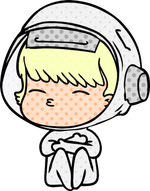 Bir insan tarafından çizilmiş meraklı astronot çizgi filmi.