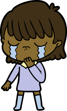 Bir insan tarafından çizilmiş ağlayan çizgi film kadını.