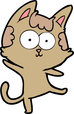 Bir insan tarafından çizilmiş mutlu kedi dansı çizgi filmi.