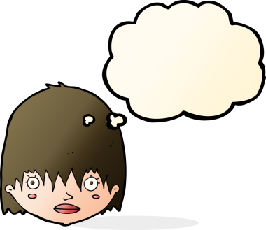 Bir insan tarafından çizilmiş düşünce baloncuğu olan bir karikatür.