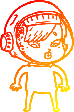 Bir insan tarafından çizilmiş bir astronot kadın çizgi çizimi.