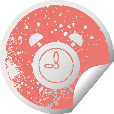 Bir insan tarafından çizilmiş çınlayan çalar saatin sıkıntılı dairesel soyulan çıkartması.