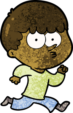 Çizgi film meraklısı çocuk bir insan tarafından çizilmiş.