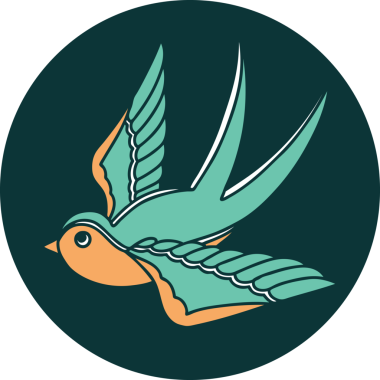 Bir insanın çizdiği bir kırlangıcın ikonik dövme şekli