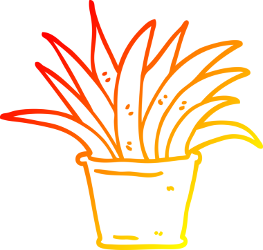 Bir insan tarafından çizilmiş karikatür ev bitkisinin sıcak çizgi çizimi