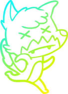 Bir insan tarafından çizilmiş şaşı tilki çizgi çizimi.