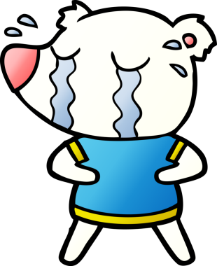 Bir insan tarafından çizilmiş üzgün küçük kutup ayısı çizgi filmi.