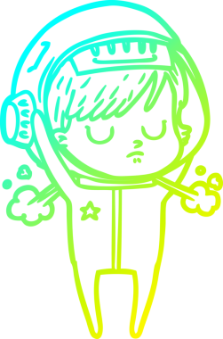 Bir insan tarafından çizilmiş soğuk gradyan çizgili astronot kadın çizimi.