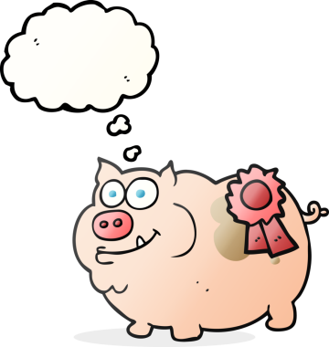 Serbest çizim düşünce balonu çizgi film ödüllü bir insan tarafından çizilmiş domuz.