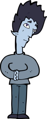 Bir insan tarafından çizilmiş meraklı vampir çizgi filmi.