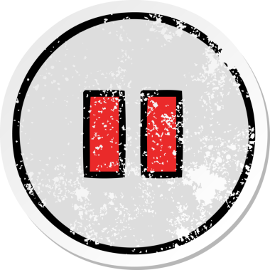 Bir insan tarafından çizilmiş şirin bir çizgi film durdurma düğmesinin sıkıntılı çıkartması