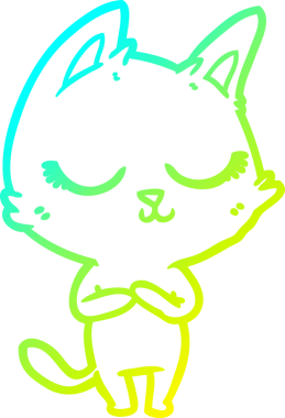 Bir insan tarafından çizilmiş sakin bir çizgi film kedisinin soğuk eğim çizgisi.