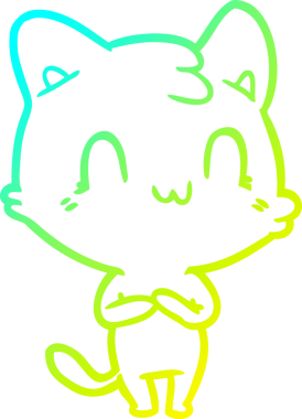 Bir insan tarafından çizilen mutlu çizgi bir kedinin soğuk gradyan çizimi