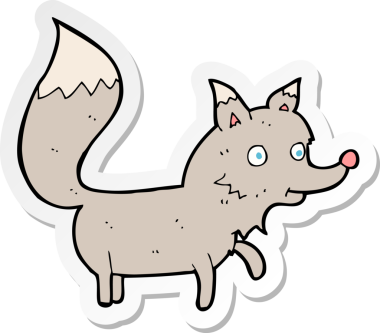 Bir insan tarafından çizilmiş bir kurt yavrusunun çıkartması.