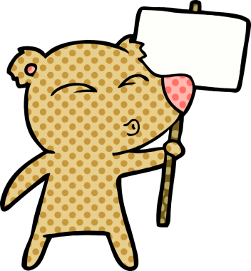 Bir insan tarafından çizilmiş protestolu çizgi film karakteri.