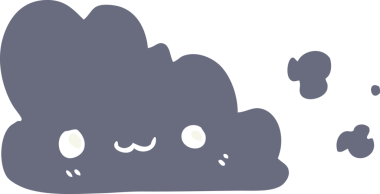 Bir insan tarafından çizilmiş şirin düz renkli çizgi film bulutu