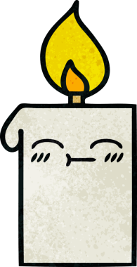 Bir insan tarafından çizilmiş yanan bir mumun retro grunge desen karikatürü