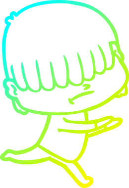 Bir insan tarafından çizilmiş dağınık saçlı bir çizgi film çocuğu çizimi.