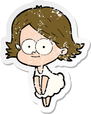 Bir insan tarafından çizilmiş mutlu bir çizgi film kızının sıkıntılı çıkartması.