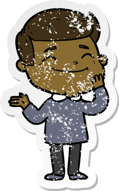 Bir insan tarafından çizilmiş mutlu bir çizgi film karakterinin sıkıntılı çıkartması.