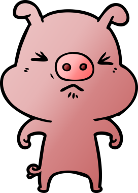 Bir insan tarafından çizilmiş kızgın domuz çizgi filmi.