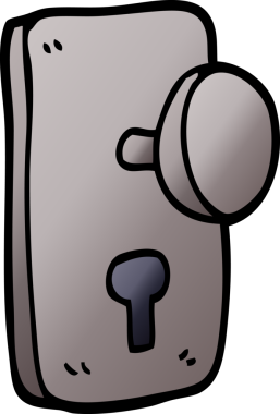 Bir insan tarafından çizilmiş karikatür kapı kolu.