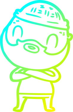 Bir insan tarafından çizilmiş sakallı bir karikatür çizimi.