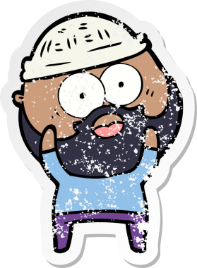 Bir insan tarafından çizilmiş sakallı bir adamın sıkıntılı çıkartması.