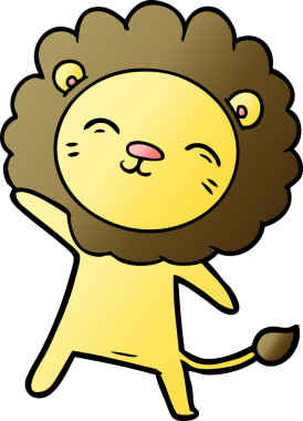 Bir insan tarafından çizilmiş çizgi film aslanı.