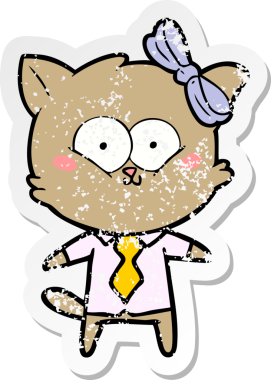 Bir insan tarafından çizilmiş karikatür bir kedinin sıkıntılı çıkartması.