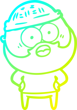 Bir insan tarafından çizilmiş sakallı bir karikatür çizimi.