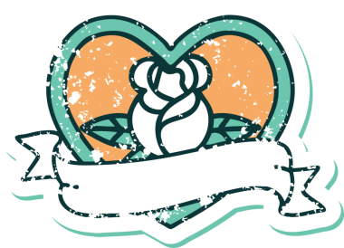 Bir insan tarafından çizilmiş kalp gülü ve bayrağının sembolik dövmeli resmi.