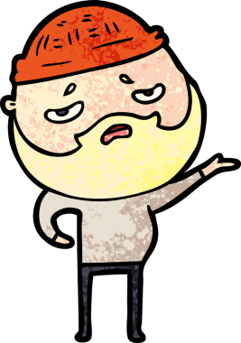 Bir insan tarafından çizilmiş sakallı endişeli bir adam.