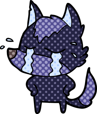 Bir insan tarafından çizilmiş ağlayan kurt çizgi filmi.