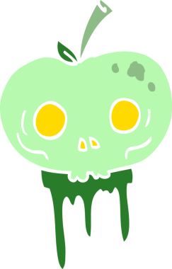 Bir insan tarafından çizilmiş düz renkli cadılar bayramı elması karikatürü