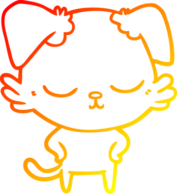 Bir insan tarafından çizilmiş sevimli bir köpeğin sıcak çizgi çizgisi.